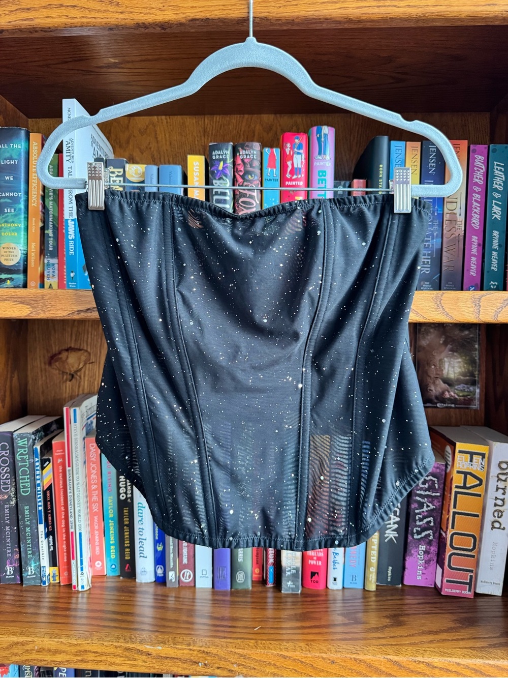 Black Sparkle Strapless Corset Top